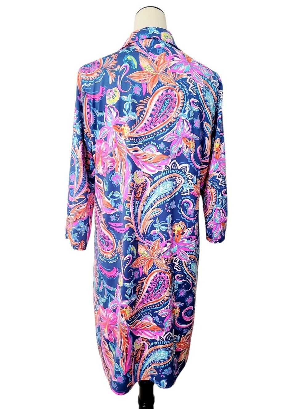 Stella Parker Liquid Knit SPF Dress Large Coastal Grandma Paisley Travel Tunic - Picture 3 of 13
